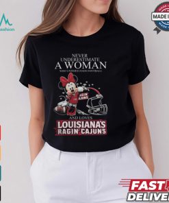Never Underestimate A Woman Who Understands Football And Loves Louisiana Ragin' Cajuns x Minnie Mouse T Shirt, hoodie, sweater, long sleeve and tank top Never Underestimate A Woman Who Understands Football And Loves Louisiana Ragin' Cajuns x Minnie Mouse T Shirt