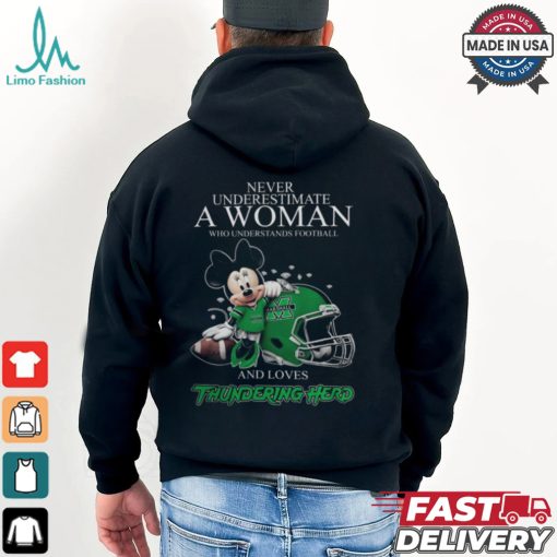 Never Underestimate A Woman Who Understands Football And Loves Marshall Thundering Herd x Minnie Mouse T Shirt