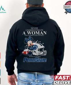 Never Underestimate A Woman Who Understands Football And Loves Penn State Nittany Lions x Minnie Mouse T Shirt