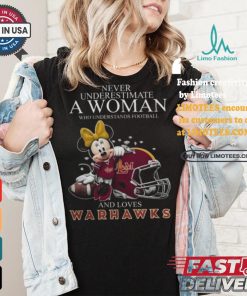 Never Underestimate A Woman Who Understands Football And Loves ULM Warhawks x Minnie Mouse T Shirt