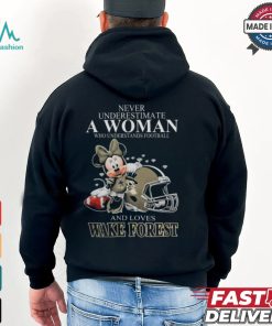 Never Underestimate A Woman Who Understands Football And Loves Wake Forest Demon Deacons x Minnie Mouse T Shirt