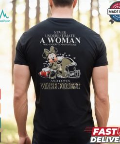 Never Underestimate A Woman Who Understands Football And Loves Wake Forest Demon Deacons x Minnie Mouse T Shirt