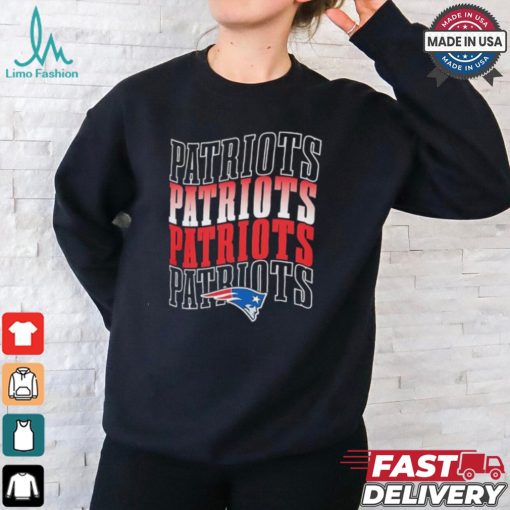 New England Patriots football team text stack graphic shirt
