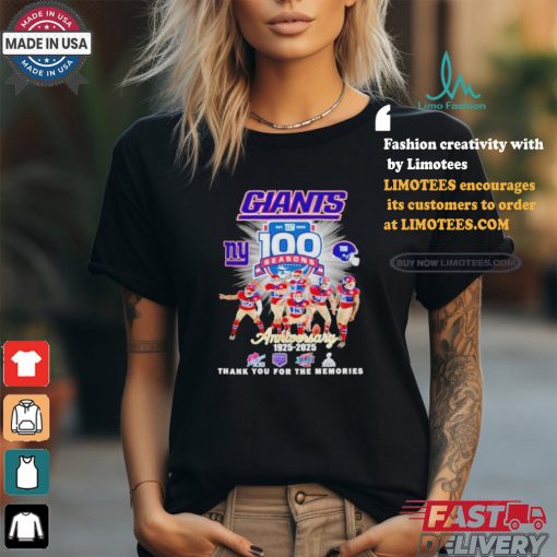 New York Giants 100 season anniversary 1925 2025 thank you for the memories shirt