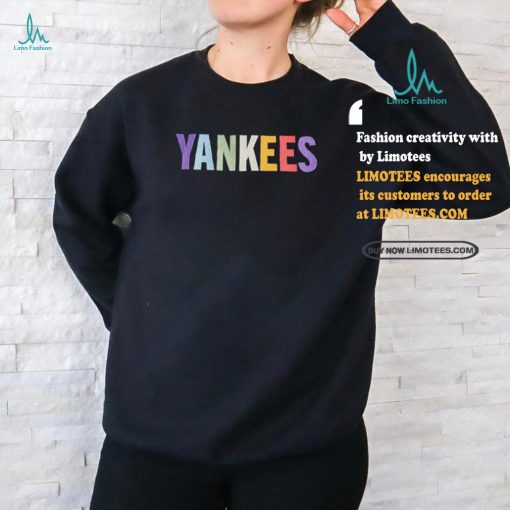 New York Yankees MLB Light Rainbow Black Short Sleeve T Shirt