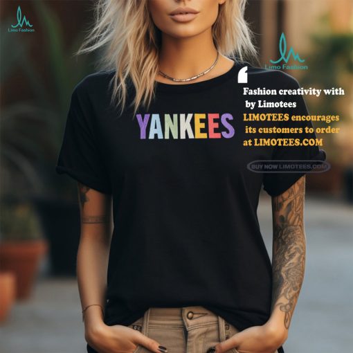 New York Yankees MLB Light Rainbow Black Short Sleeve T Shirt