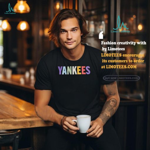 New York Yankees MLB Light Rainbow Black Short Sleeve T Shirt