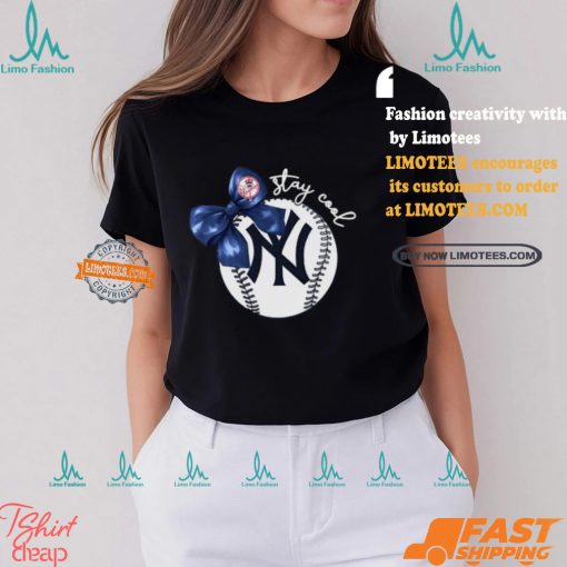 New York Yankees Stay Cool Bow Baseball Girls T Shirt