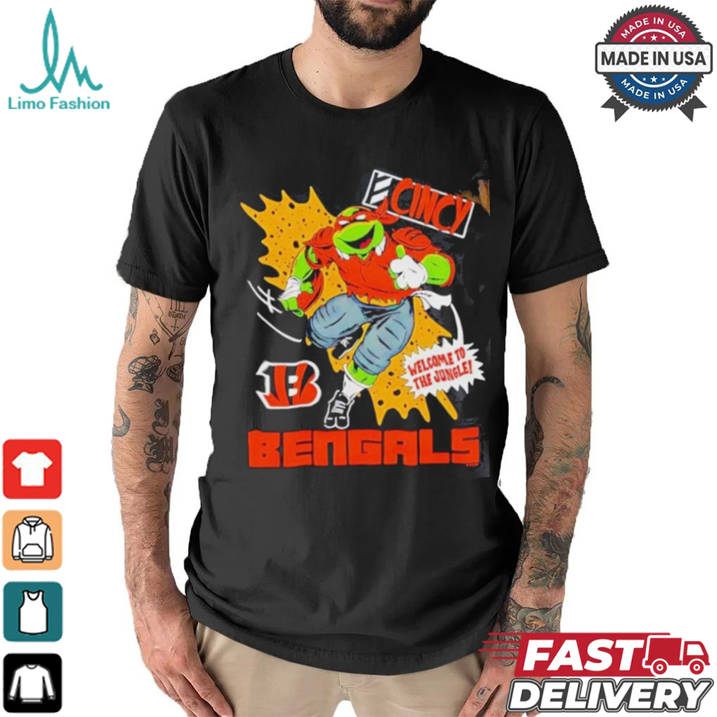 Nice Michelangelo X Cincinnati Bengals Comic 2024 T shirt Nice Michelangelo X Cincinnati Bengals Comic 2024 T shirt