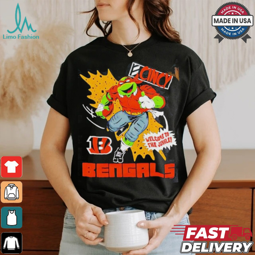 Nice Michelangelo X Cincinnati Bengals Comic 2024 T shirt Nice Michelangelo X Cincinnati Bengals Comic 2024 T shirt
