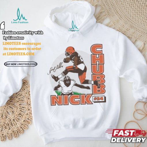 Nick Chubb Cleveland Browns football player leap signature shirt