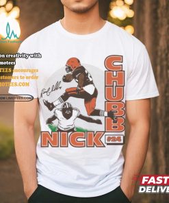 Nick Chubb Cleveland Browns football player leap signature shirt