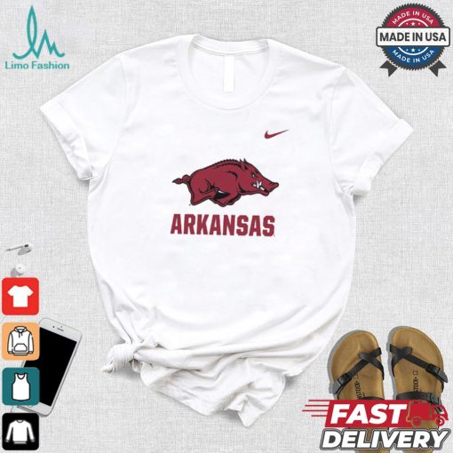 Nike Arkansas Razorbacks White Dri FIT Name Drop Short Sleeve T Shirt