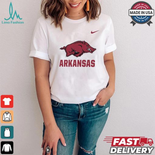 Nike Arkansas Razorbacks White Dri FIT Name Drop Short Sleeve T Shirt