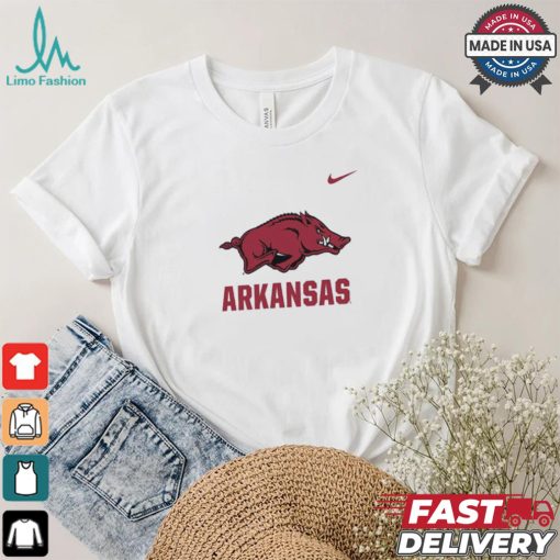 Nike Arkansas Razorbacks White Dri FIT Name Drop Short Sleeve T Shirt