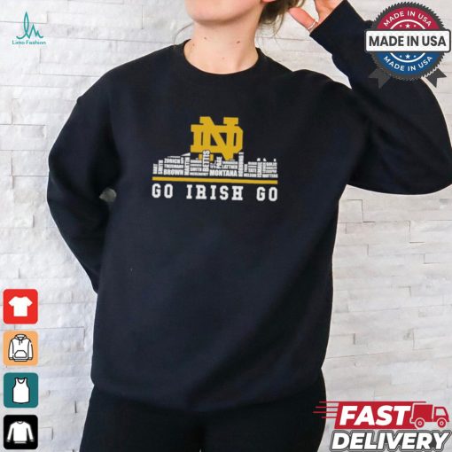 Notre Dame Skyline 2024 Notre Dame Fighting Irish Go Irish Go Players Name shirt