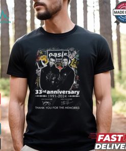 Oasis 33rd Anniversary 1991 2024 Thank You For The Memories T Shirt