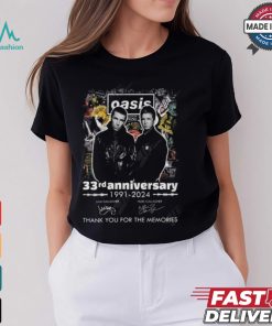 Oasis 33rd Anniversary 1991 2024 Thank You For The Memories T Shirt