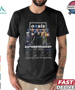 Oasis Live 33rd Anniversary 1991 2024 Thank You For The Memories T Shirt