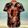 Orioles Exotic Black And White Palms Baseball Aloha Shirt