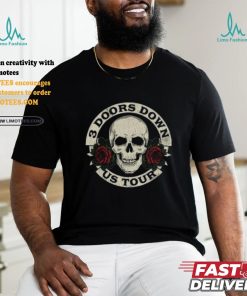 Official 3 Doors Down Merch Skull And Roses Popover Shirt