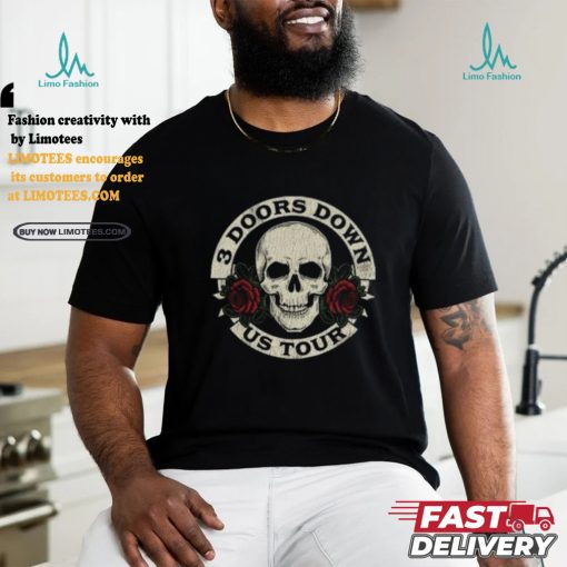 Official 3 Doors Down Merch Skull And Roses Popover Shirt