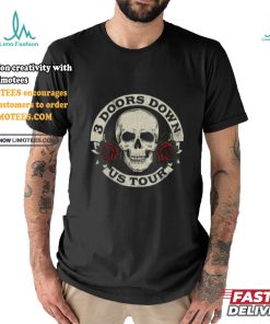 Official 3 Doors Down Merch Skull And Roses Popover Shirt