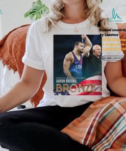 Official Aaron Brooks Team USA Bronze Medal Wrestling Men’s Freestyle 86Kg Paris Olympic 2024 Poster t shirt