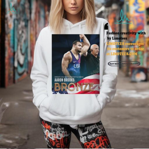 Official Aaron Brooks Team USA Bronze Medal Wrestling Men’s Freestyle 86Kg Paris Olympic 2024 Poster t shirt