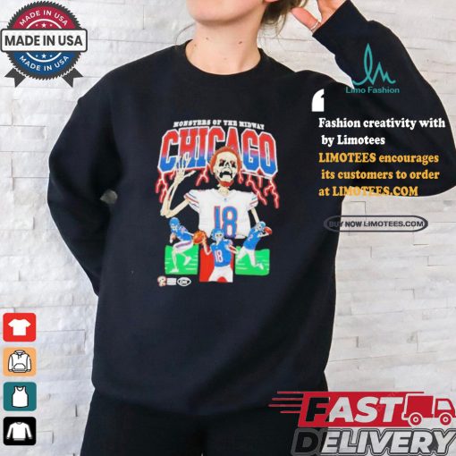 Official Chicago Football monsters of the midway skeleton T shirt