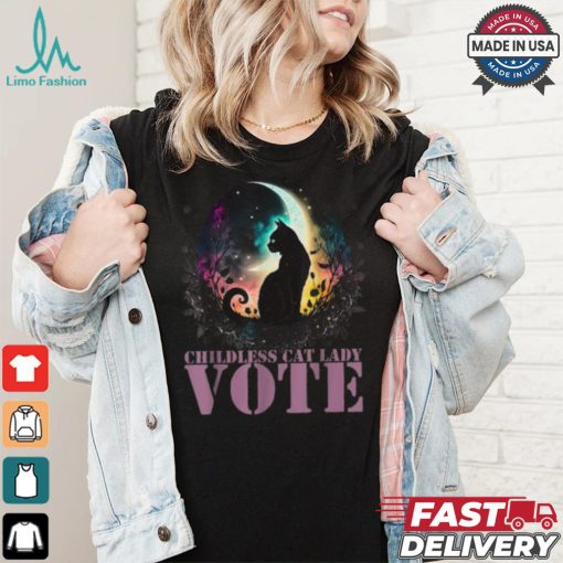 Official Childless cat lady vote vote like a childless cat lady halloween T shirt