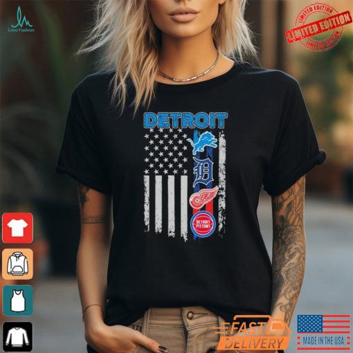 Official Detroit Flag Sport Teams Lions, Tigers, Red Wings And Pistons Shirt