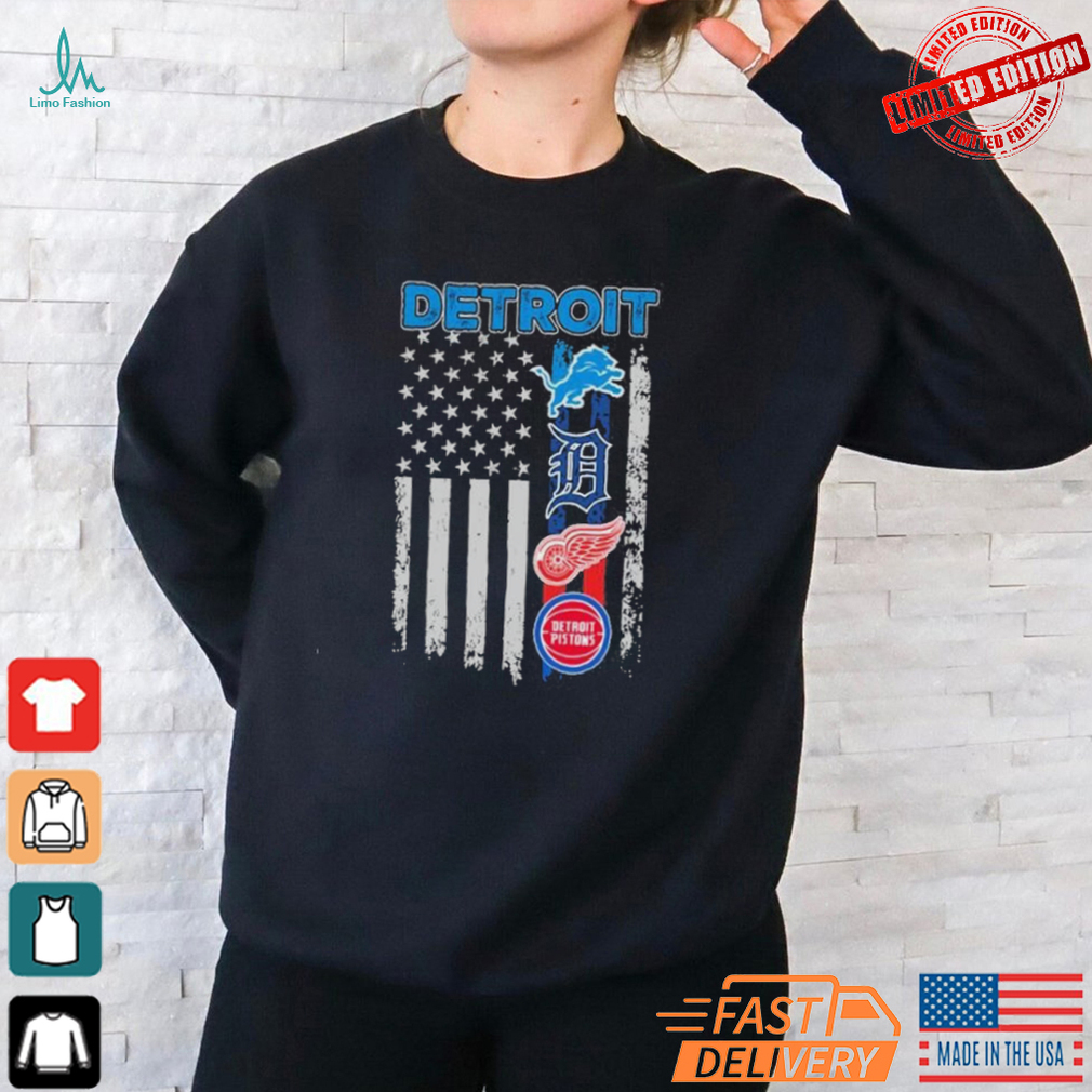 Official Detroit Flag Sport Teams Lions, Tigers, Red Wings And Pistons Shirt Official Detroit Flag Sport Teams Lions, Tigers, Red Wings And Pistons Shirt
