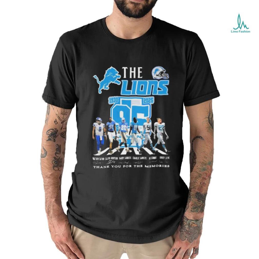 Official Detroit Lions 95 Years Of Legends 1930 2025 Thank You Signatures shirt Official Detroit Lions 95 Years Of Legends 1930 2025 Thank You Signatures shirt