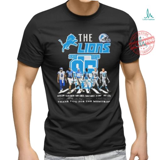Official Detroit Lions 95 Years Of Legends 1930 2025 Thank You Signatures shirt