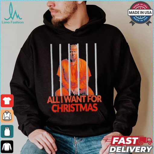 Official Donald Trump In Prison All I Want For Christmas Prison Political 2024 Election T shirt