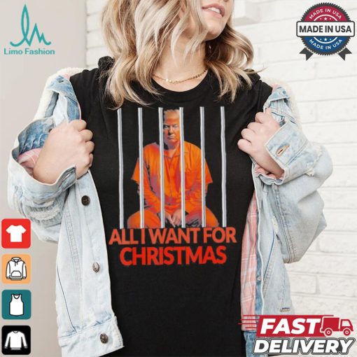 Official Donald Trump In Prison All I Want For Christmas Prison Political 2024 Election T shirt