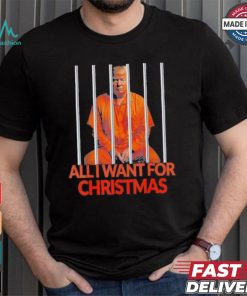 Official Donald Trump In Prison All I Want For Christmas Prison Political 2024 Election T shirt