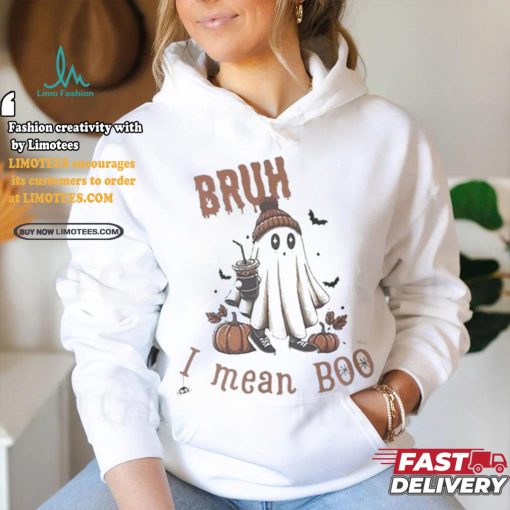Official Halloween Bruh I Mean Boo Print Casual Shirt