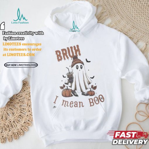 Official Halloween Bruh I Mean Boo Print Casual Shirt