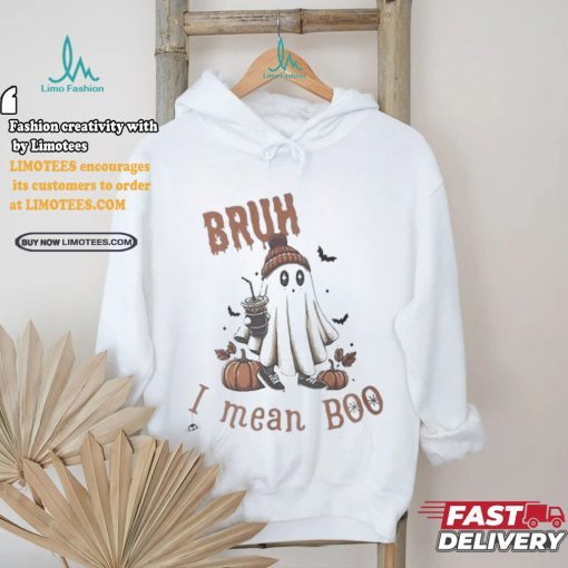 Official Halloween Bruh I Mean Boo Print Casual Shirt