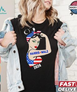 Official Harris Waltz 2024 Kamala Harris Tim Waltz Elections Are Knocking On The Door American Women Strong Arm T shirt