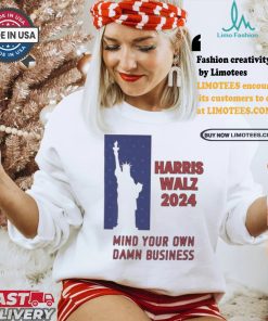 Official Harris Walz Statue Of Liberty 2024 Mind Your Own Damn Business Vote Blue T shirt