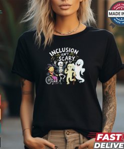 Official Inclusion isn’t scary teacher skeleton ghost cute halloween T shirt