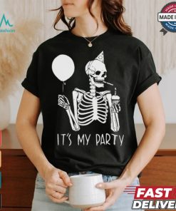 Official Its My Party Lazy Halloween Costume Skeleton Skull Birthday Shirt