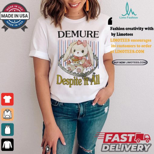 Official Jmcgg Demure Despite It All Shirt