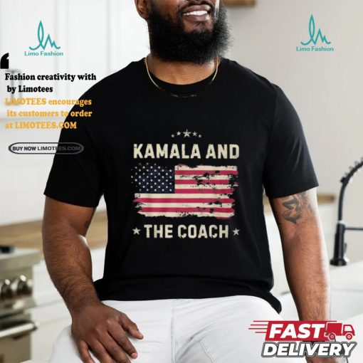Official Kamala and the coach 2024 Harris walz walz usa flag T shirt