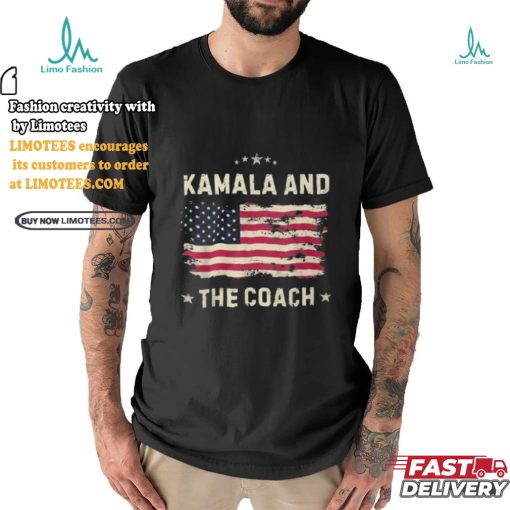 Official Kamala and the coach 2024 Harris walz walz usa flag T shirt
