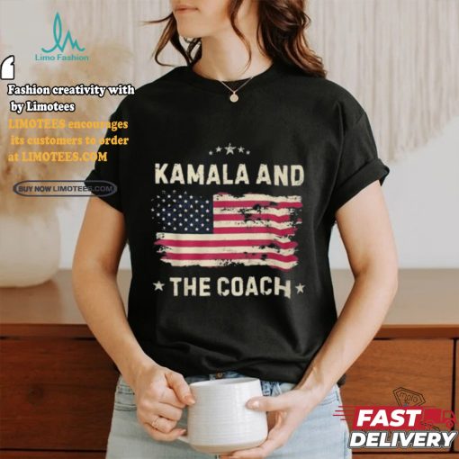 Official Kamala and the coach 2024 Harris walz walz usa flag T shirt