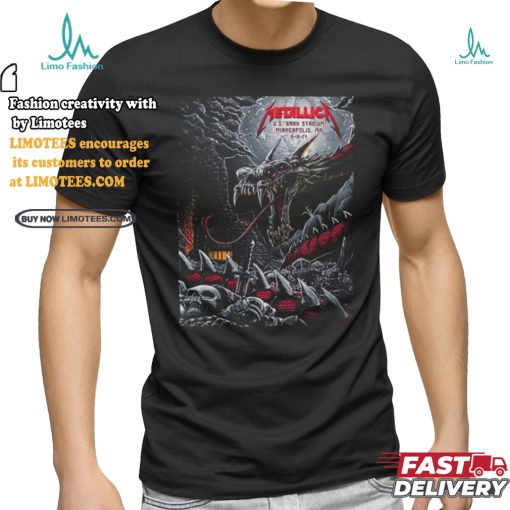 Official Metallica M72 Minneapolis M72 North American Tour 2024 In Minnesota US Full Show Combine Poster For Night 1 And 2 At US Bank Stadium On August 16 And 18 2024 T Shirt